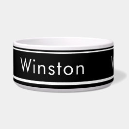 Individuelle Name Bowl for Hunde - Schwarz Minimal Napf
