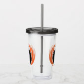 Individuelle Name Bowling Ball mit Flamme Acryltrinkbecher (Rechts)