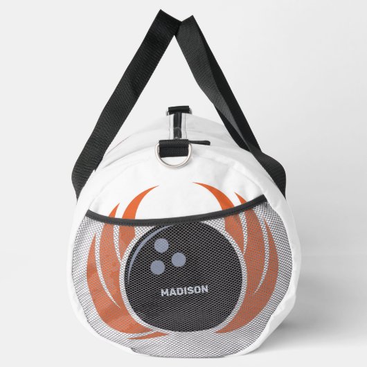 Individuelle Name Bowling Ball mit Flamme Duffle Bag (Rechts)