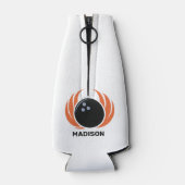 Individuelle Name Bowling Ball mit Flamme Flaschenkühler (Rückseite)