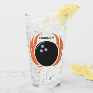 Individuelle Name Bowling Ball mit Flamme Glas