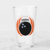 Individuelle Name Bowling Ball mit Flamme Glas (Vorderseite)