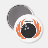 Individuelle Name Bowling Ball mit Flamme Magnet (Vorderseite/Rückseite)