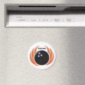 Individuelle Name Bowling Ball mit Flamme Magnet (In Situ (Geschirrspüler))