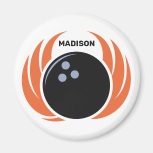 Individuelle Name Bowling Ball mit Flamme Magnet