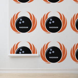 Individuelle Name Bowling Ball mit Flamme Tapete