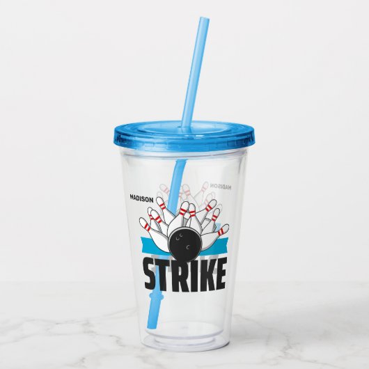 Individuelle Name Bowling Strike Acryltrinkbecher (Rückseite)