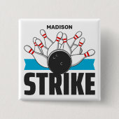Individuelle Name Bowling Strike Button (Vorderseite)