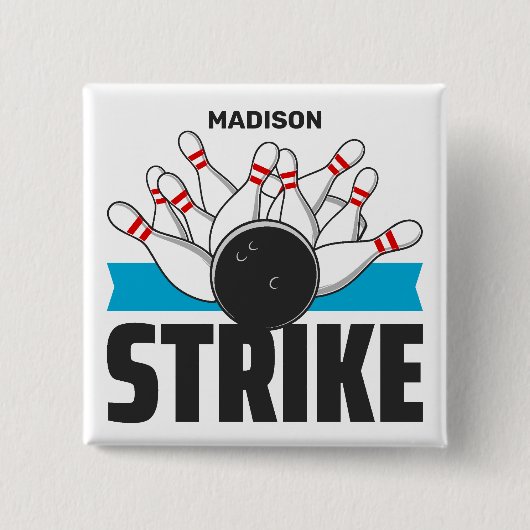 Individuelle Name Bowling Strike Button (Vorderseite)