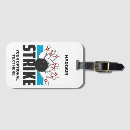 Individuelle Name Bowling Strike Gepäckanhänger (Vorderseite (Horizontal))