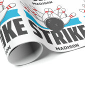 Individuelle Name Bowling Strike Geschenkpapier (Rolleneckpunkt)