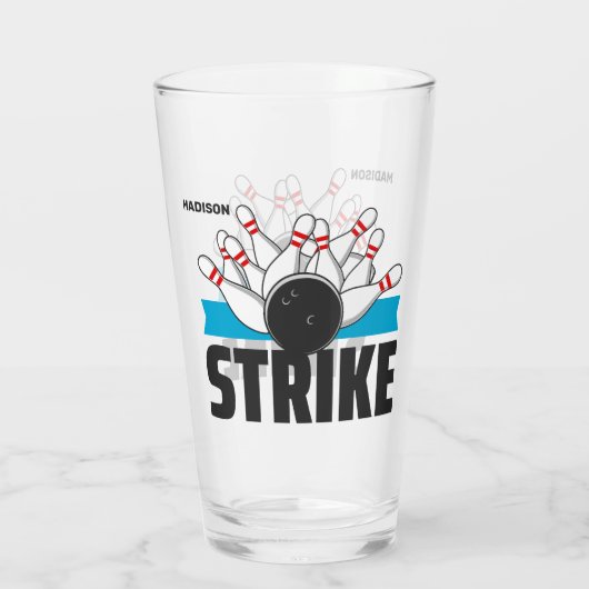 Individuelle Name Bowling Strike Glas (Rückseite)