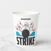 Individuelle Name Bowling Strike Pappbecher (Rückseite)