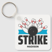 Individuelle Name Bowling Strike Schlüsselanhänger (Vorderseite)