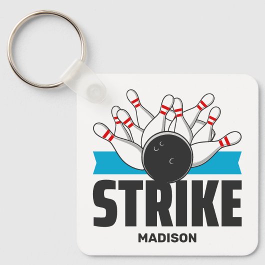 Individuelle Name Bowling Strike Schlüsselanhänger (Vorderseite)