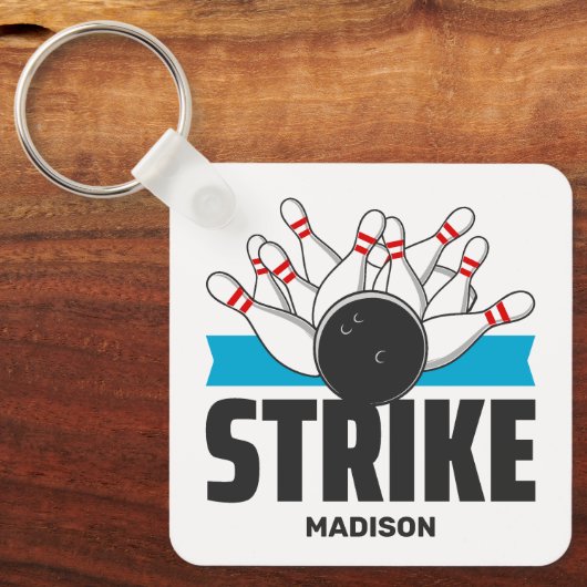 Individuelle Name Bowling Strike Schlüsselanhänger (Vorderseite)
