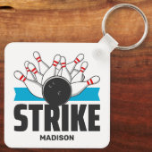 Individuelle Name Bowling Strike Schlüsselanhänger (Rückseite)