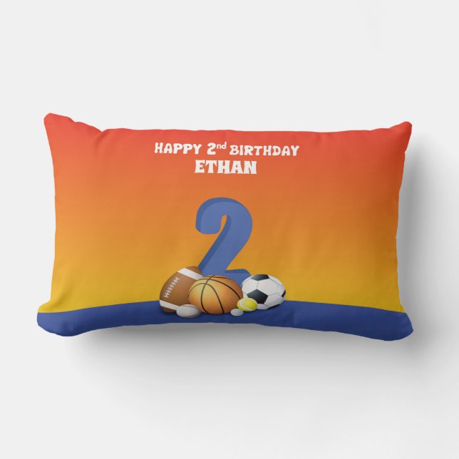 Individuelle Name Boy 2. Geburtstagsparty Lendenkissen (Vorderseite)