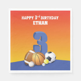 Individuelle Name Boy 3. Geburtstagsportbälle Serviette