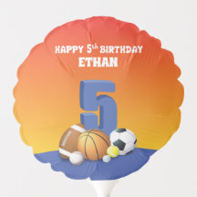 Individuelle Name Boy 5th Birthday Sports Balls