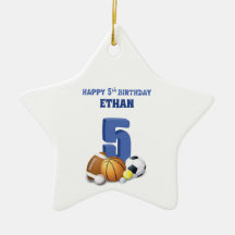 Individuelle Name Boy 5th Birthday Sports Balls