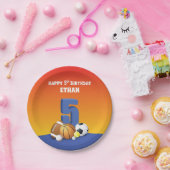 Individuelle Name Boy 5th Birthday Sports Balls Pappteller (Party)