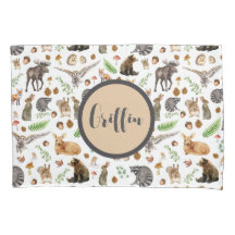 Individuelle Name Boy Pillow Case Forest Animal