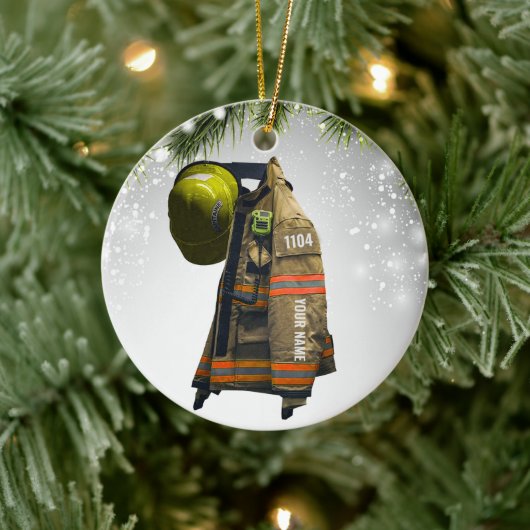 Individuelle Name Brandschutzwand und Rettung Rot  Keramik Ornament (Baum)