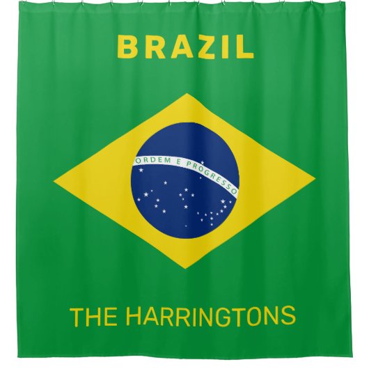 Individuelle Name Brasilien - Flagge Duschvorhang (Vorderseite)