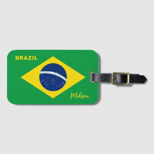 Individuelle Name Brasilien - Flagge Gepäckanhänger