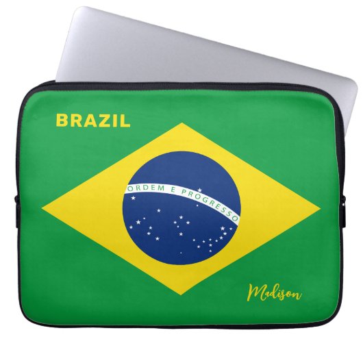 Individuelle Name Brasilien - Flagge Laptopschutzhülle (Vorderseite)