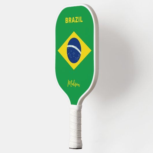Individuelle Name Brasilien - Flagge Pickleball Schläger (Links)