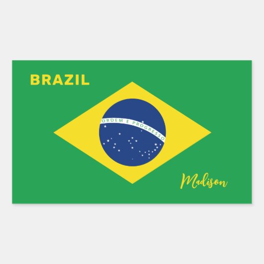 Individuelle Name Brasilien - Flagge Rechteckiger Aufkleber (Vorderseite)