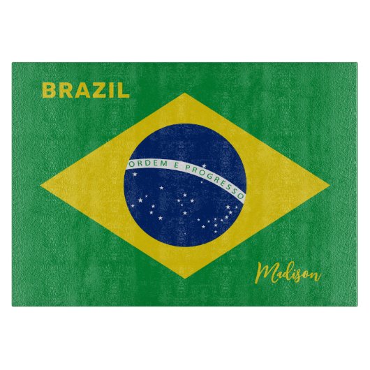 Individuelle Name Brasilien - Flagge Schneidebrett (Vorderseite)