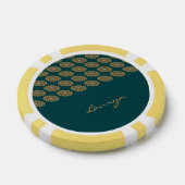 Individuelle Name braune Blüte auf Kieferngrün Pokerchips (Einzeln)