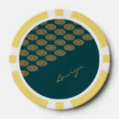 Individuelle Name braune Blüte auf Kieferngrün Pokerchips (Vorderseite)