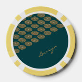 Individuelle Name braune Blüte auf Kieferngrün Pokerchips (Rückseite)