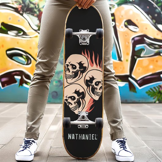Individuelle Name "Brennende Schädelflames" Skateboard