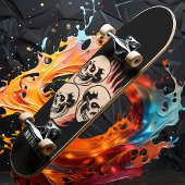 Individuelle Name "Brennende Schädelflames" Skateboard