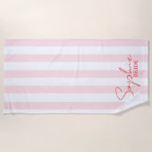 Individuelle Name Bride Pink Stripe | Bachelorette Strandtuch (Vorderseite)