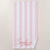 Individuelle Name Bride Pink Stripe | Bachelorette Strandtuch (Vorderseite)