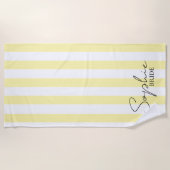 Individuelle Name Bride Yellow Strip Bachelorette Strandtuch (Vorderseite)