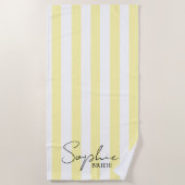 Individuelle Name Bride Yellow Strip Bachelorette Strandtuch (Vorderseite)