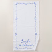 Individuelle Name Bridesmaid Küstenhandgezeichnete Strandtuch (Vorderseite)