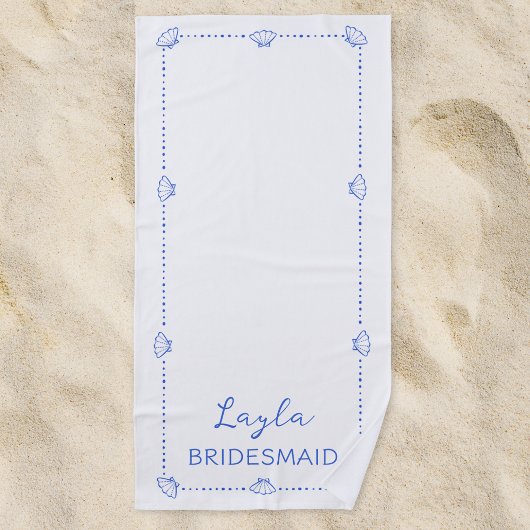 Individuelle Name Bridesmaid Küstenhandgezeichnete Strandtuch