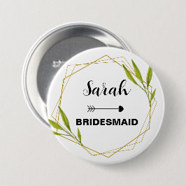 Individuelle Name Bridesmaid Watercolor Hochzeitsr Button