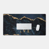 Individuelle Name-Briefmarke "Navy Blue Gold Marbl Schreibtischunterlage (Tastatur & Maus)