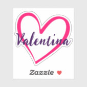 Individuelle Name Bright Pink Heart Form Trendy St Aufkleber (Blatt)