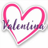 Individuelle Name Bright Pink Heart Form Trendy St Aufkleber (Vorderseite)