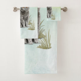 Individuelle Name British Kurz Hair Cat Pet Badhandtuch Set